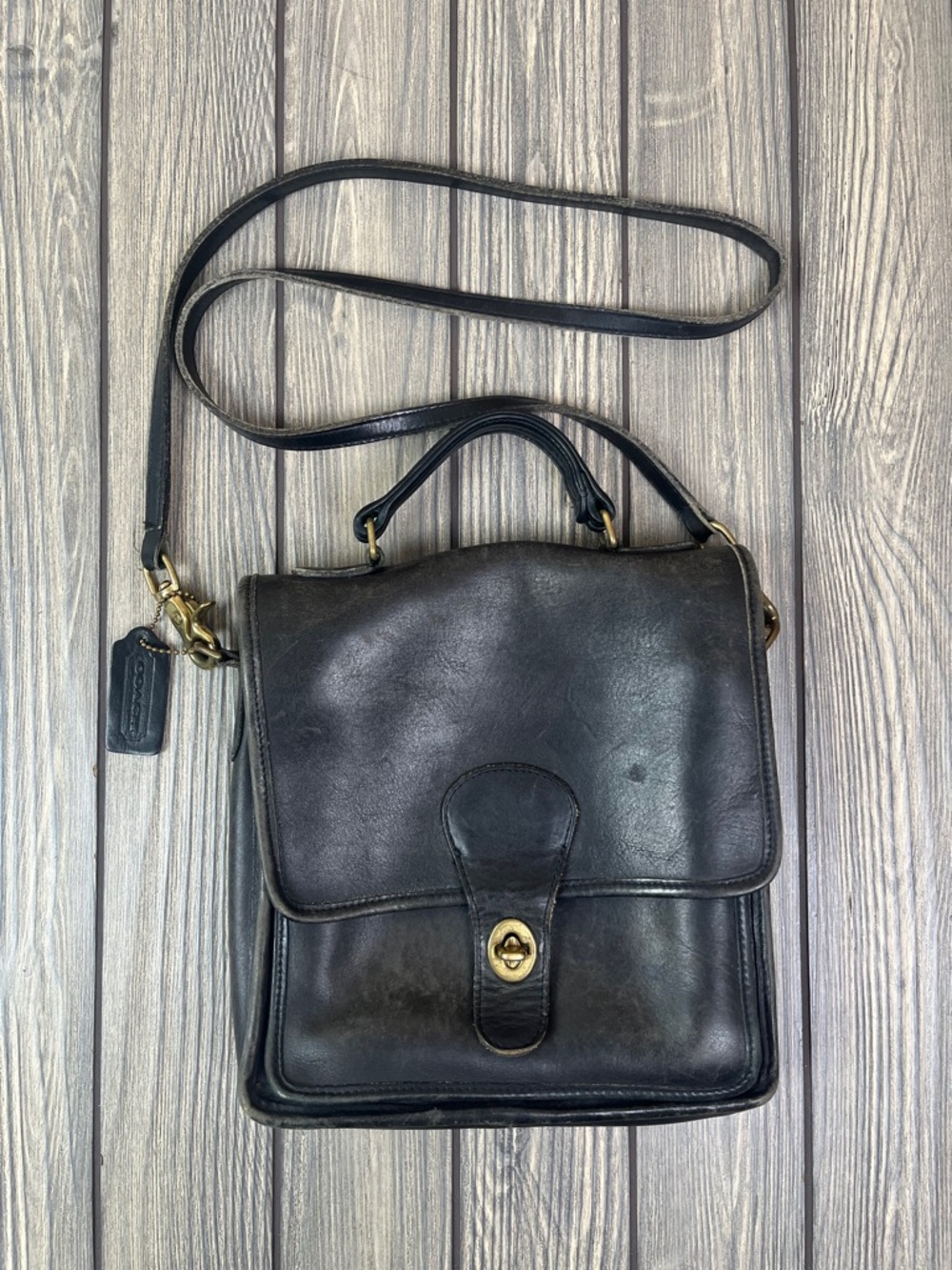 Coach Vintage Black Leather Crossbody Purse